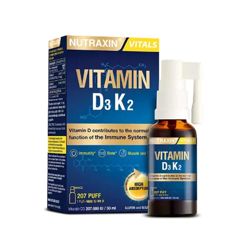 Nutraxin Vitamin D3K2 Takviye Edici Gıda Sprey 30 ml